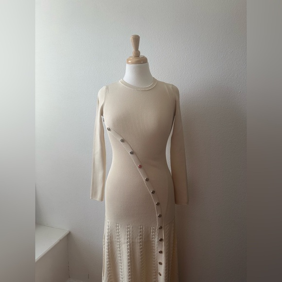 Sandro Womens Naturels Button-embellished Knitted Maxi Dress In Cream - Picture 14 of 16